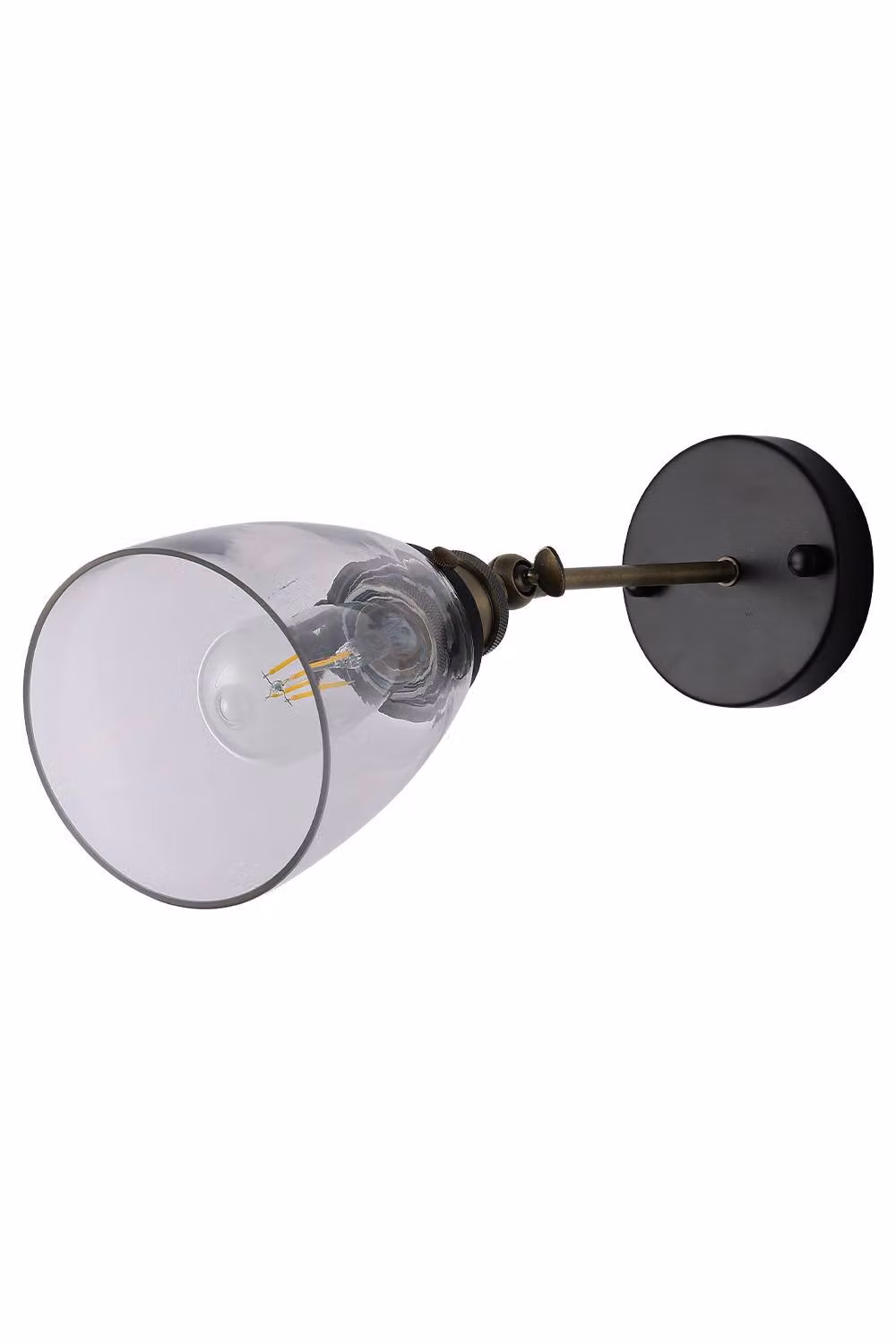 Garden Sanctuary Industrial 1-Light Armed Wall Sconce with Transparent Glass Shade in Black – 2