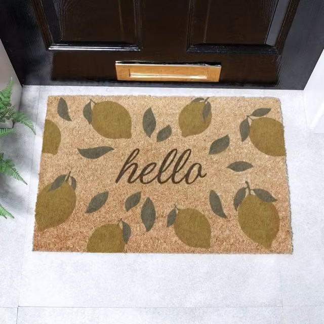 Artsy Mats Hello Lemons Coir Doormat, Brown, W: 60 cm, D: 40 cm – 1
