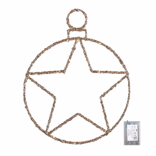 Samuel ALEXANDER Gold Star Ball Christmas Decoration with Twinkling Warm White LEDs, Diameter: 49 cm – 2