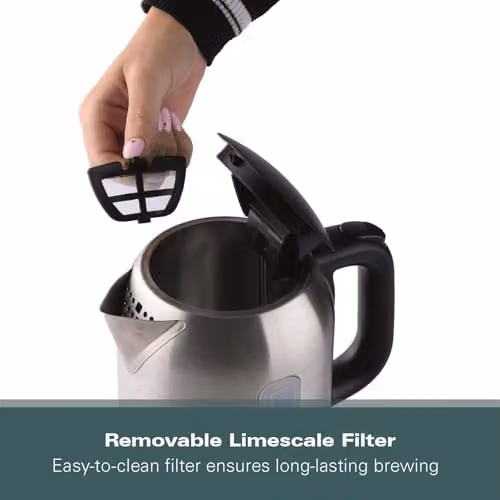Hamilton Beach Stainless Steel Electric Kettle with Auto Shut Off, 1L, Silver and Black – 5