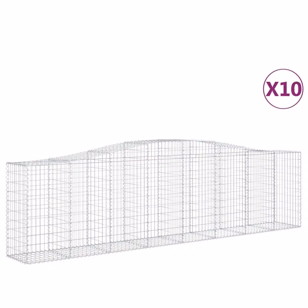 Berkfield Home Arched Gabion Baskets, 10 Piece Set, Silver Galvanised Steel, W: 400 cm, D: 50 cm, H: 100-120 cm – 2