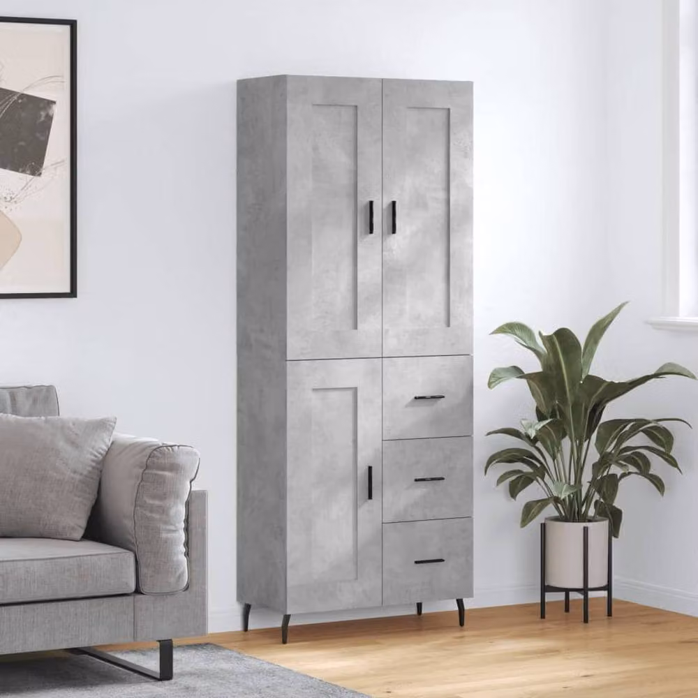 Berkfield Home Modern Highboard in Concrete Grey, W/D/H: 69.5 x 34 x 180 cm – 2