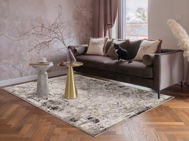 Desire Grey Modern Rectangular Living Room Area Rug