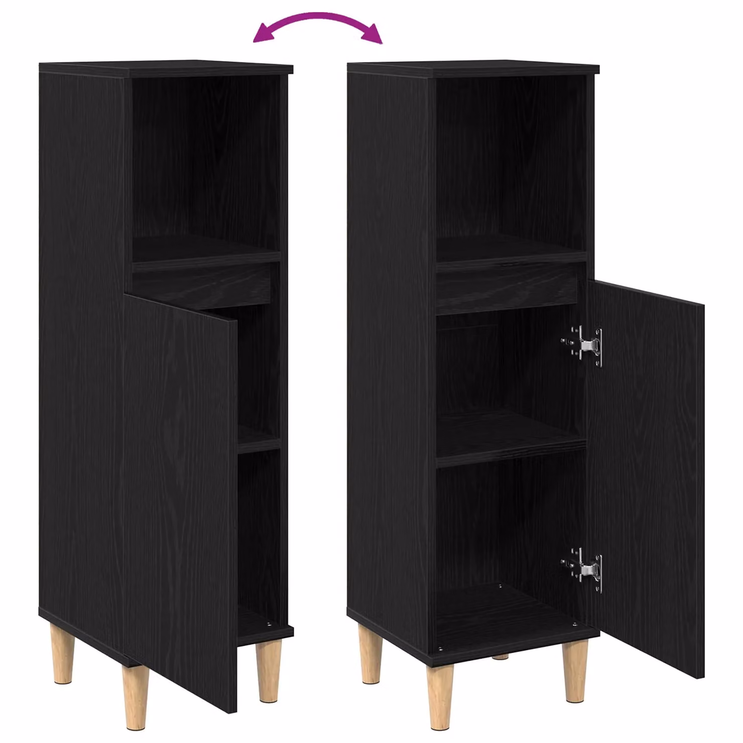 Berkfield Home Black Oak Bathroom Cabinet W/D/H: 30 x 30 x 100 cm – 4