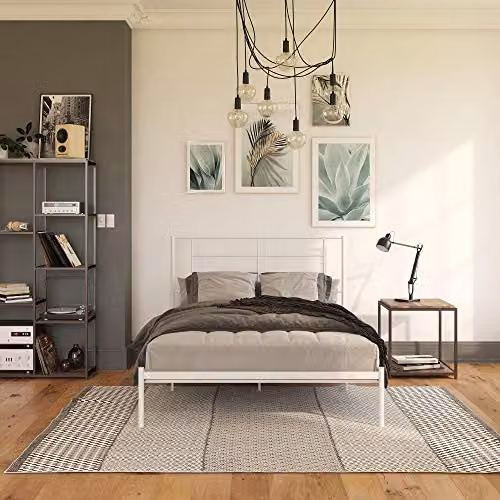 DHP Jensen Modern Metal Bed in White, King Size 180 x 200 cm – 5