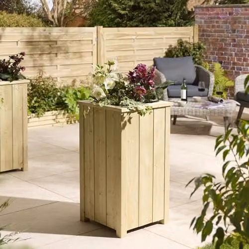 Rowlinson Signature Heritage Tall Square Planter in Brown, W: 43 cm, D: 43 cm, H: 78 cm – 1