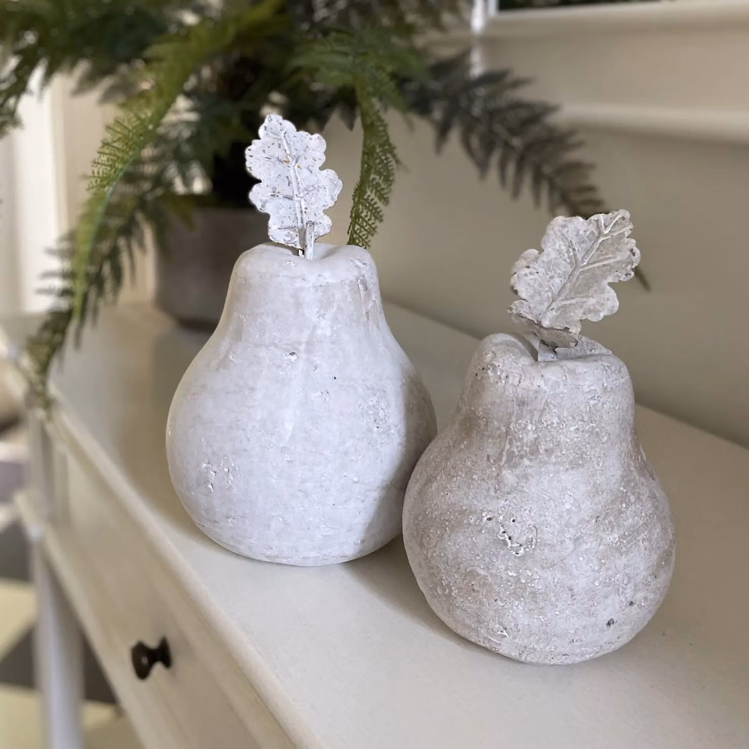 Love Lace Stone Pear Medium Tabletop Decor in Cream and Beige – 2