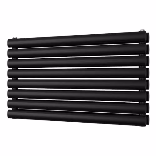 UK Radiators Omeara Axis Black Elliptical Tube Horizontal Designer Double Panel Radiator W: 80 cm, H: 46.4 cm – 2