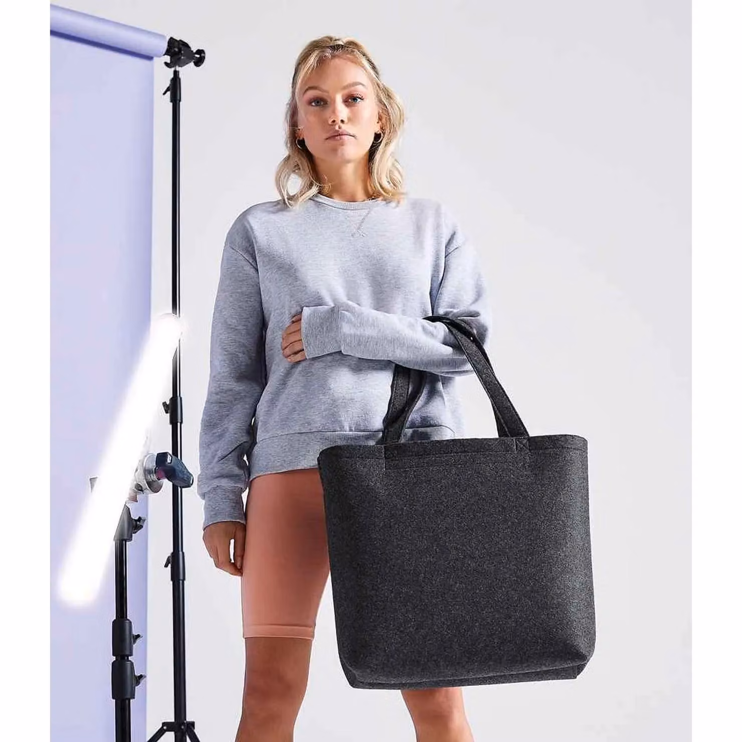 Bagbase Felt Shopper Bag in Grey/Anthracite – 2