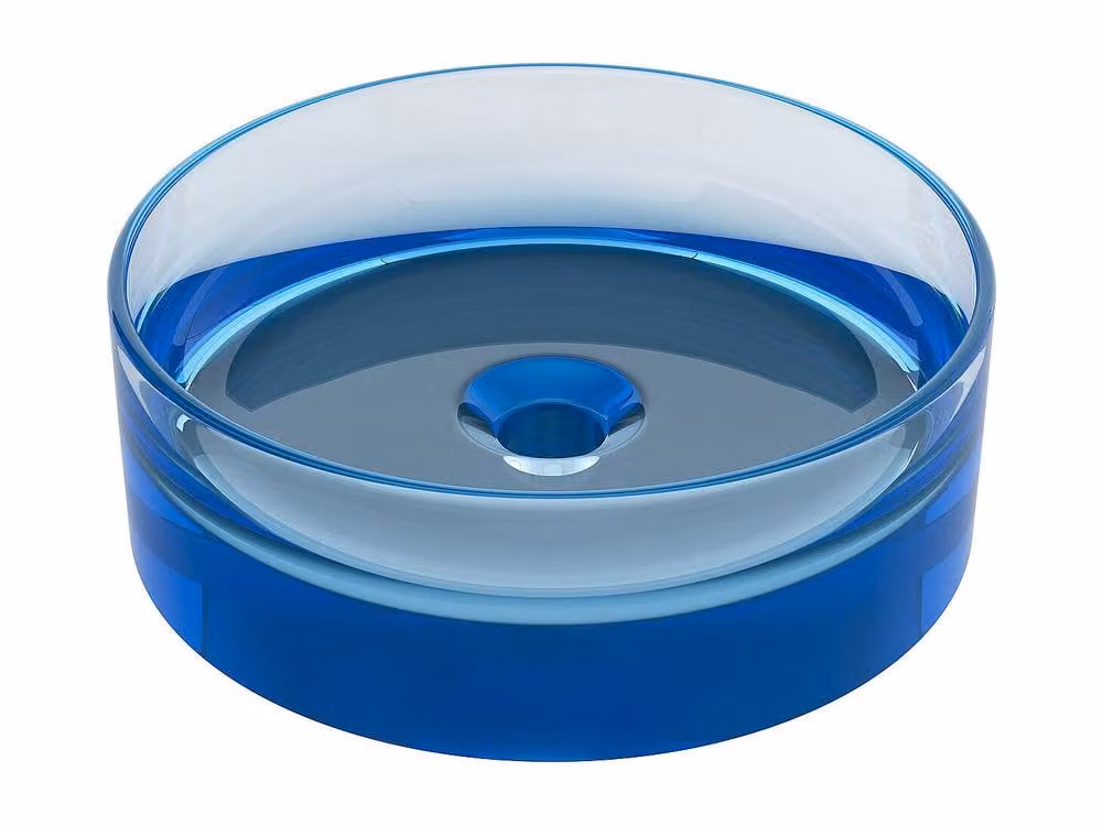 SPAVO Round Translucent Resin Countertop Basin in Blue, Diameter: 40 cm – 3