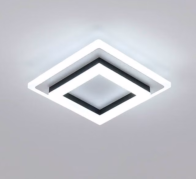 Pheashine Black and White Square Geometry LED Ceiling Light, 24W, 6000K Cool White, W/D/H: 20 x 20 x 7 cm – 1