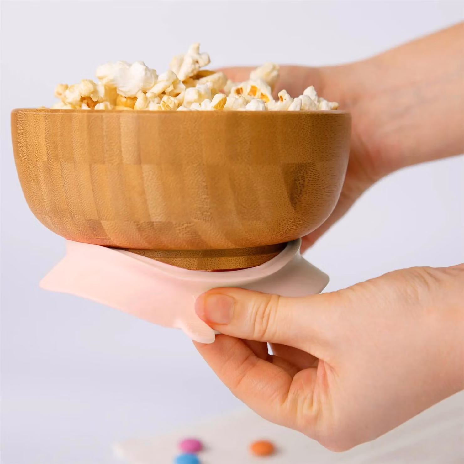 Tiny Dining Bamboo Baby Suction Bowl and Spoon Set in Light Pink – 1