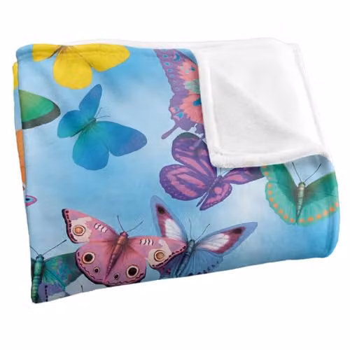 JQ Licensing Royce Mcclure Butterfly Sky Pattern Super Soft Polyester Fleece Throw Blanket, Multicolour, W/D/H: 91 x 147 cm – 2