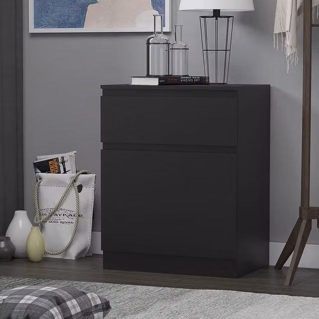 FWStyle Modern No Handle Style Compact Sideboard in Matt Black