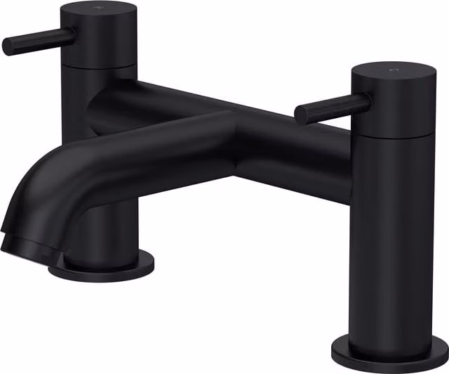 Balterley Round Minimalist Deck Mounted Single Lever Bath Filler Tap, Matt Black