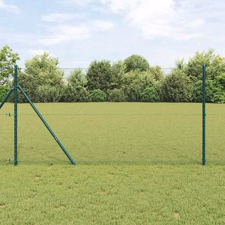 Berkfield Home Hexagon Green Galvanised Steel Fence, H: 120 cm x W: 100 m