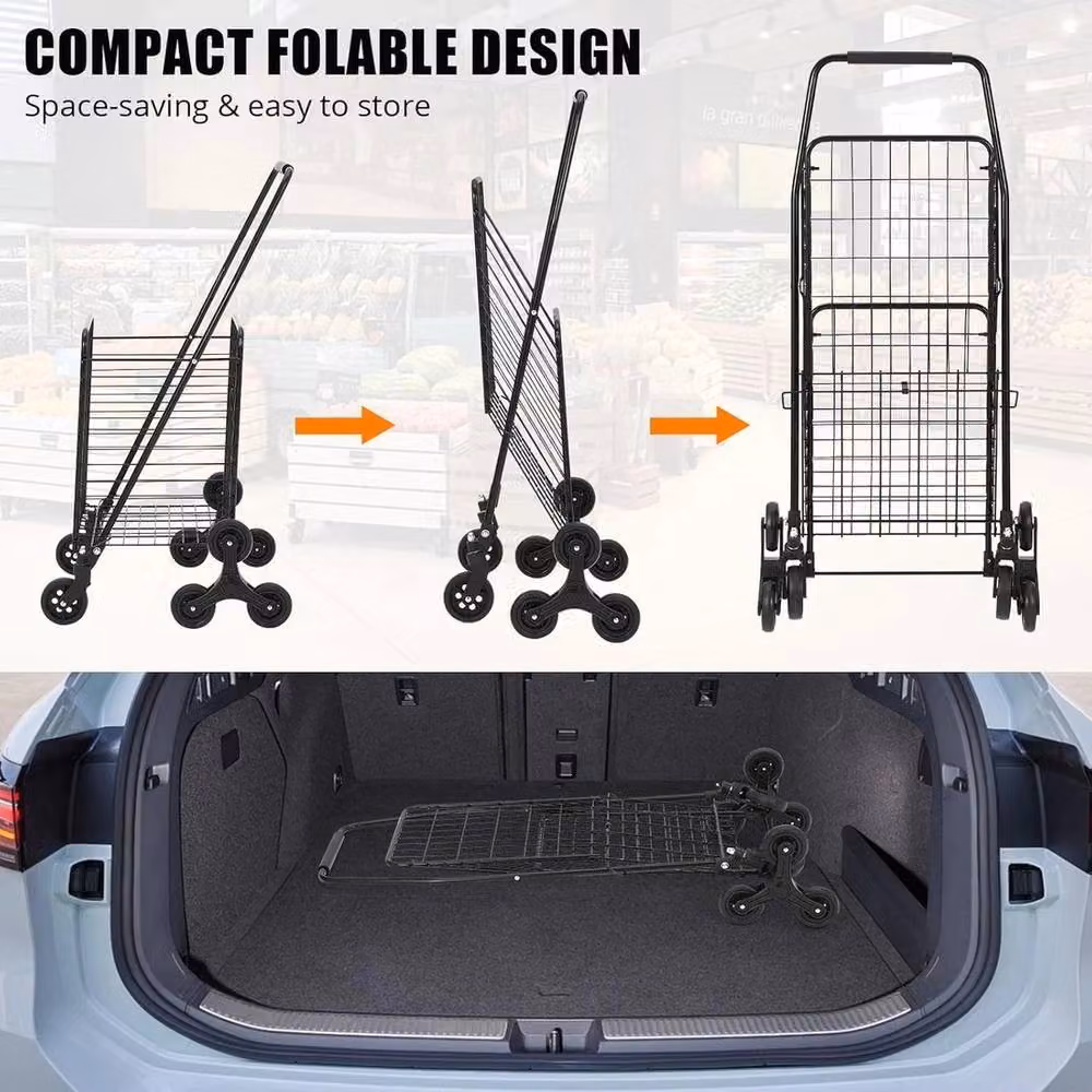 VOGREX Folding Shopping Cart Utility Trolley in Black – 4