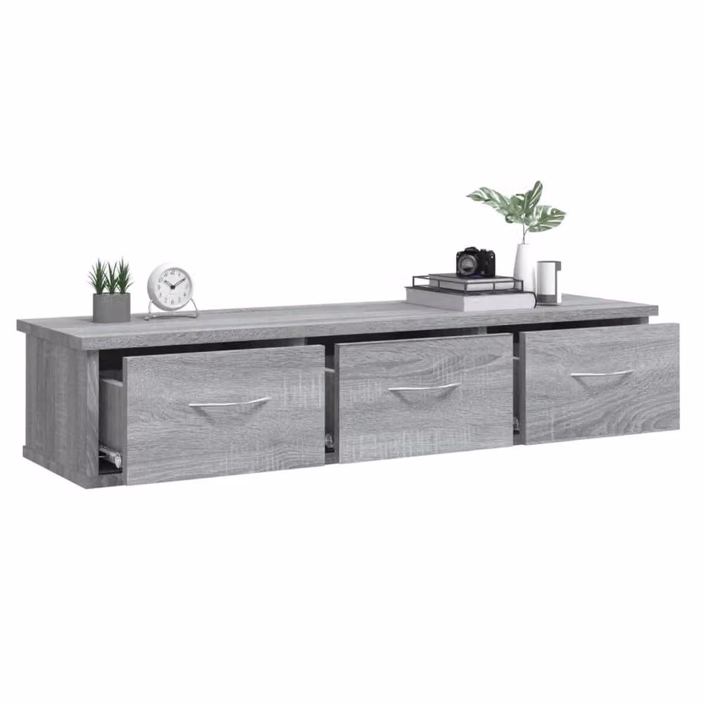 Berkfield Home Grey Sonoma Wall Cabinet W: 88 cm, D: 26 cm, H: 18.5 cm – 3