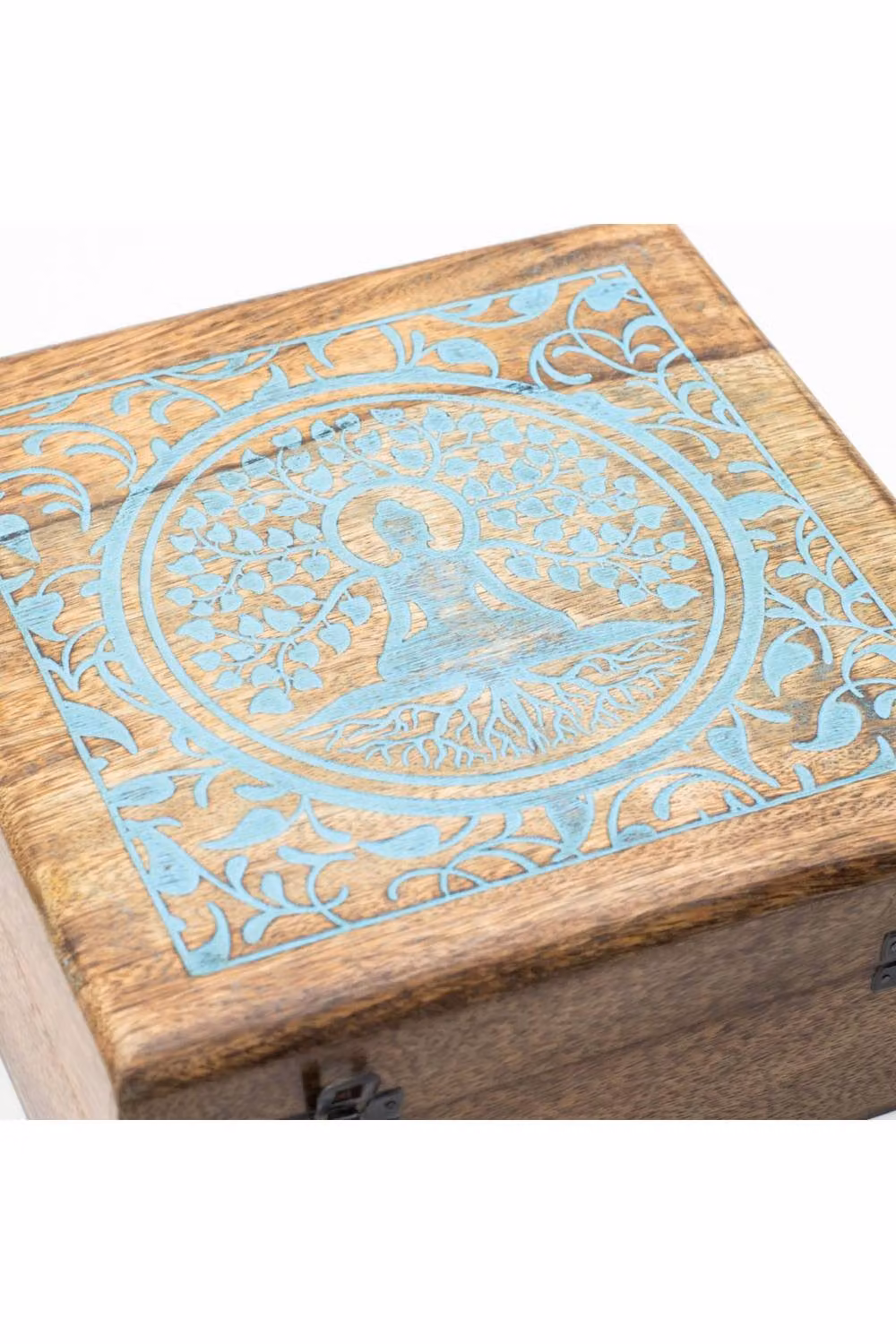 KDMD Extra Large Solid Mango Wood Buddha Box with Lid in Brown for Tarot, Crystals and Jewellery – 3