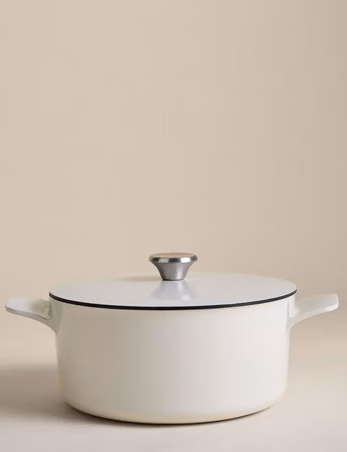 M&S Cast Aluminium 5L Casserole Dish in White