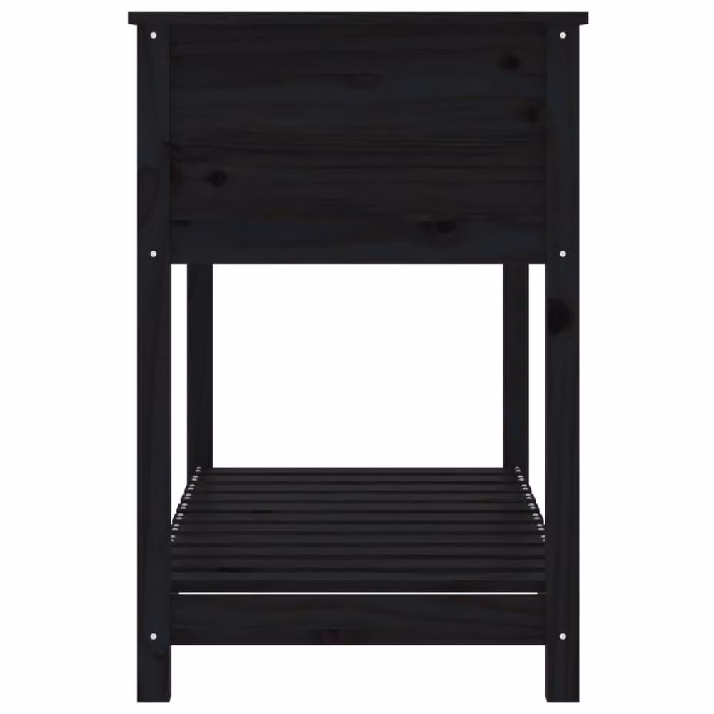 Berkfield Home Black Solid Wood Pine Planter with Shelf, W: 111.5 cm, D: 54 cm, H: 81 cm – 4