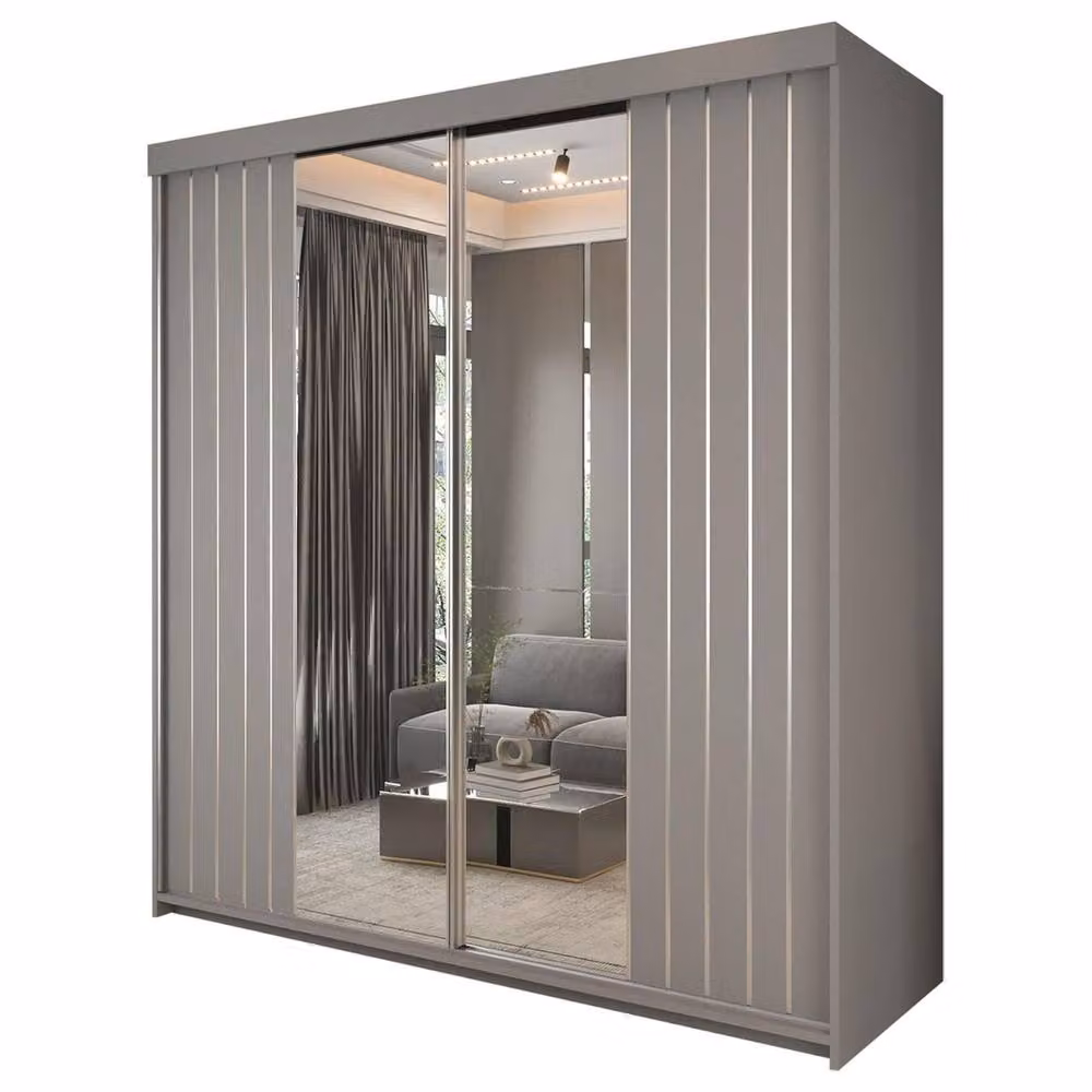 Sliding Wardrobes 4U Monali Grey Mirror Sliding Wardrobe with Internal Drawers and Shelves W: 150 cm, H: 217 cm, D: 62 cm – 2