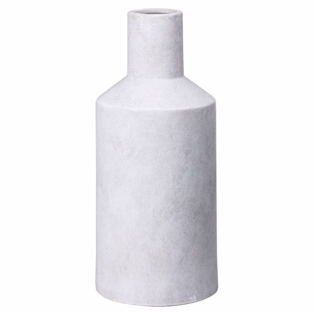 Wyld Haus Terra White Stoneware Textured Bottle Vase, H 35.0 cm x W 13.0 cm x D 13.0 cm – 2