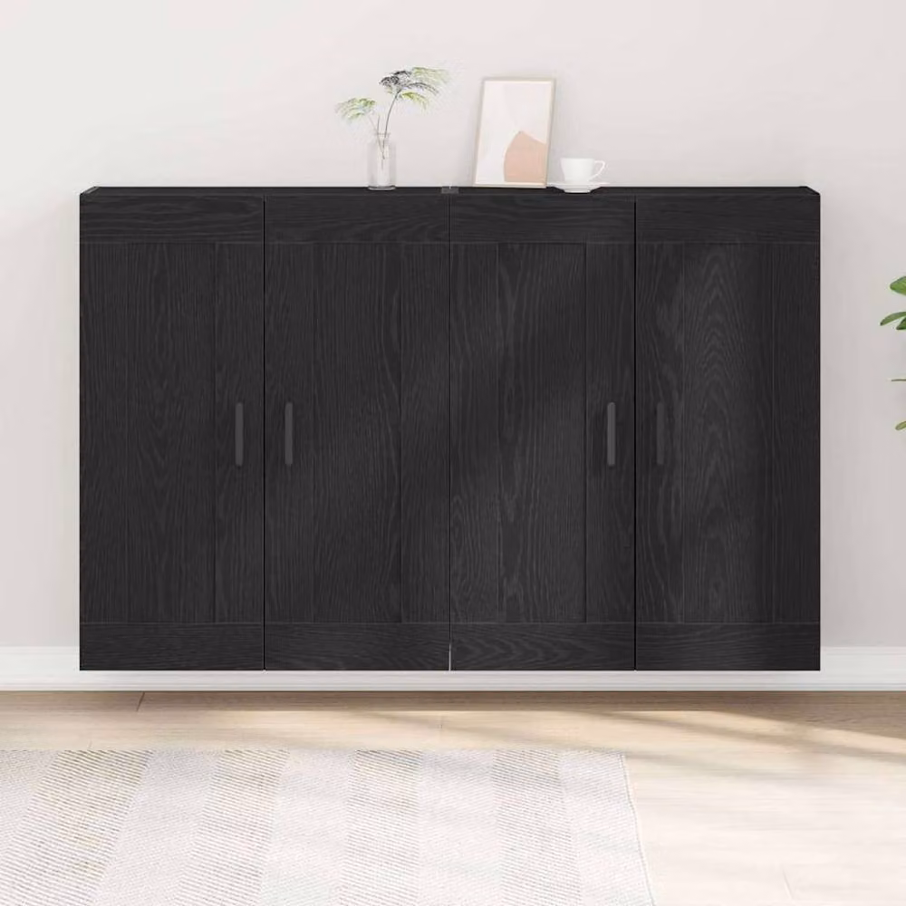 Berkfield Home Set of 2 Wall Mounted Cabinets in Black Oak Engineered Wood – 2