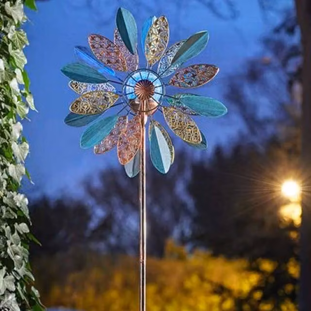 Garden Mile Double Sided Wind Spinner Light in Bronze and Blue