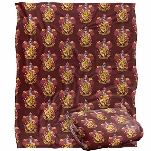 LOGOVISION Harry Potter Gryffindor Crest 2 Silky Touch Super Soft Fleece Throw Blanket, Multicolour and White, W/D/H: 152 x 127 cm