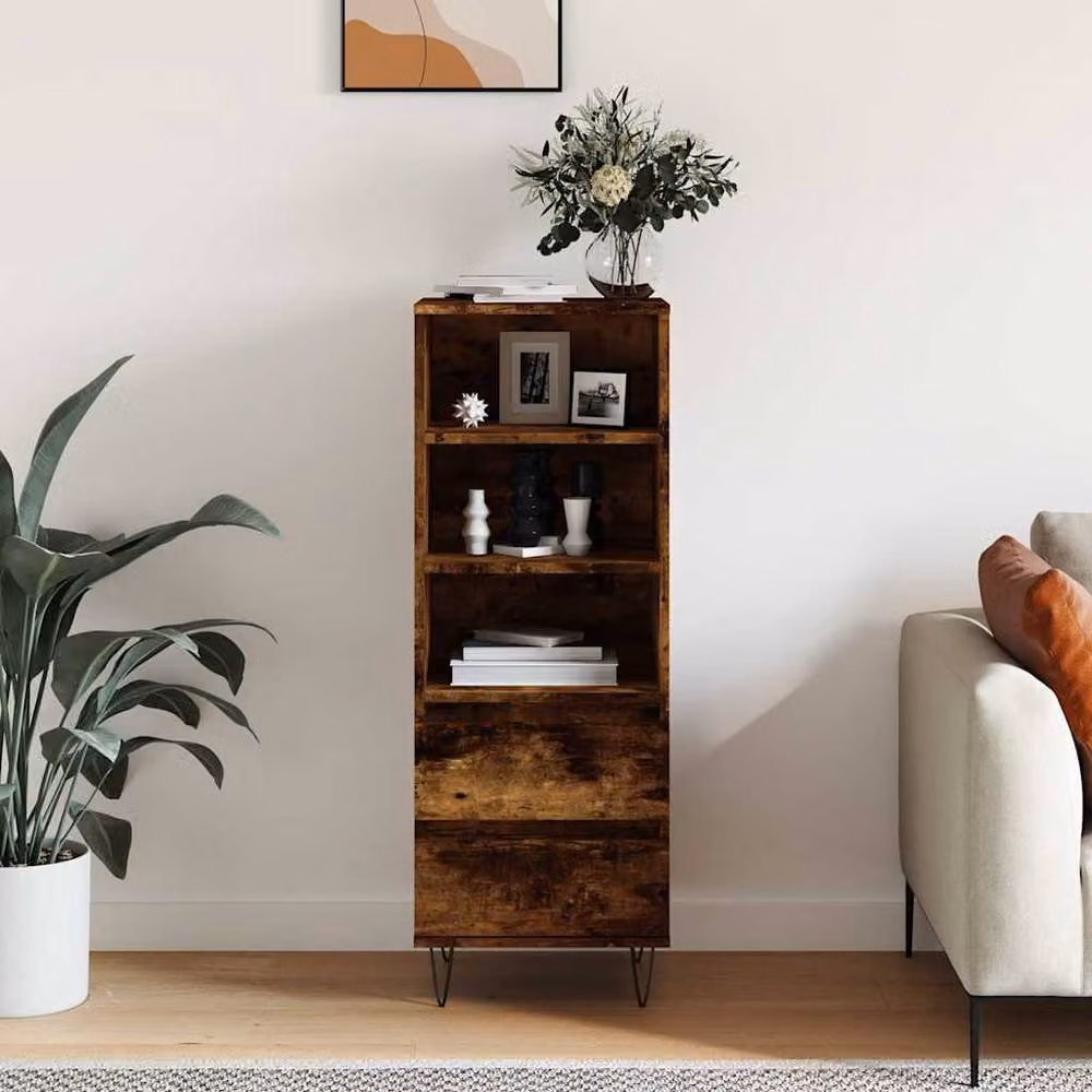 Berkfield Home Smoked Oak Highboard in Brown, W/D/H: 40 x 36 x 110 cm – 2
