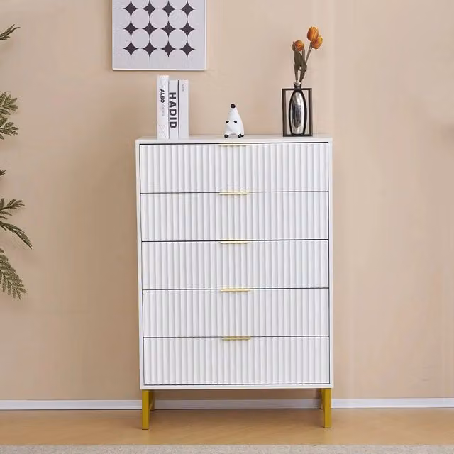 Kosy Koala Vienaa Chest of Drawers with Gold Metal Legs in White