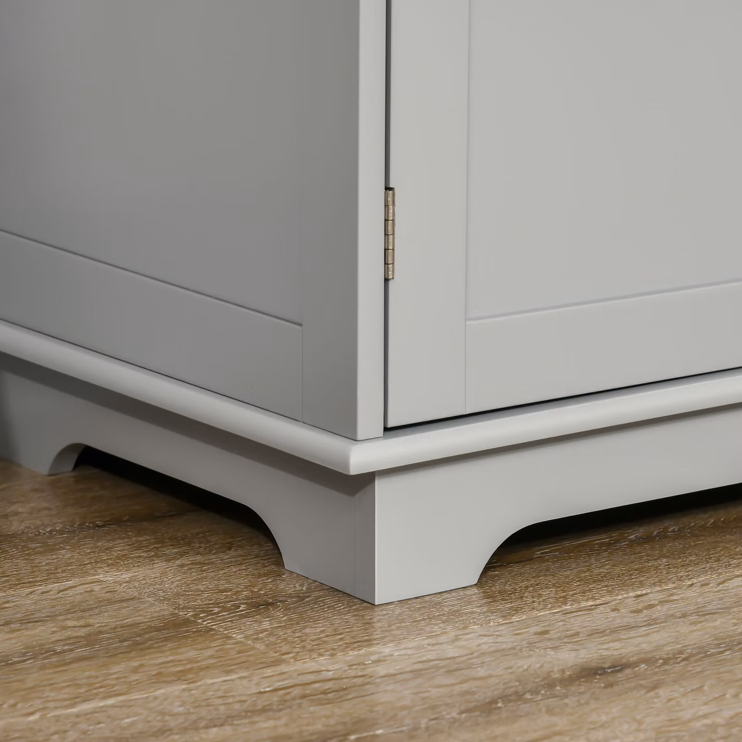 HOMCOM Grey Sideboard with Rubberwood Top and Independent Storage Shelves – 5