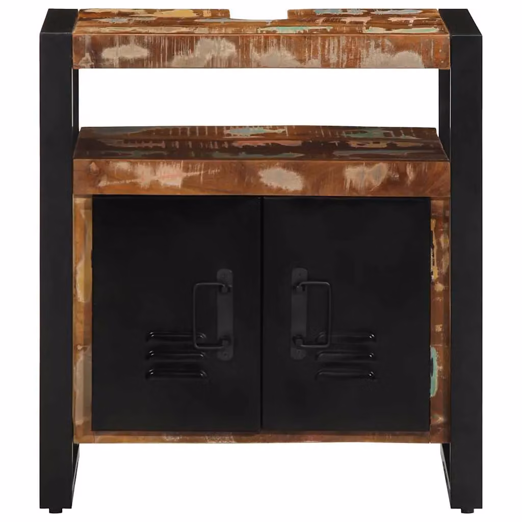 Berkfield Home Industrial Bathroom Sink Cabinet in Brown Reclaimed Solid Wood W/D/H: 55 x 35 x 60 cm – 2