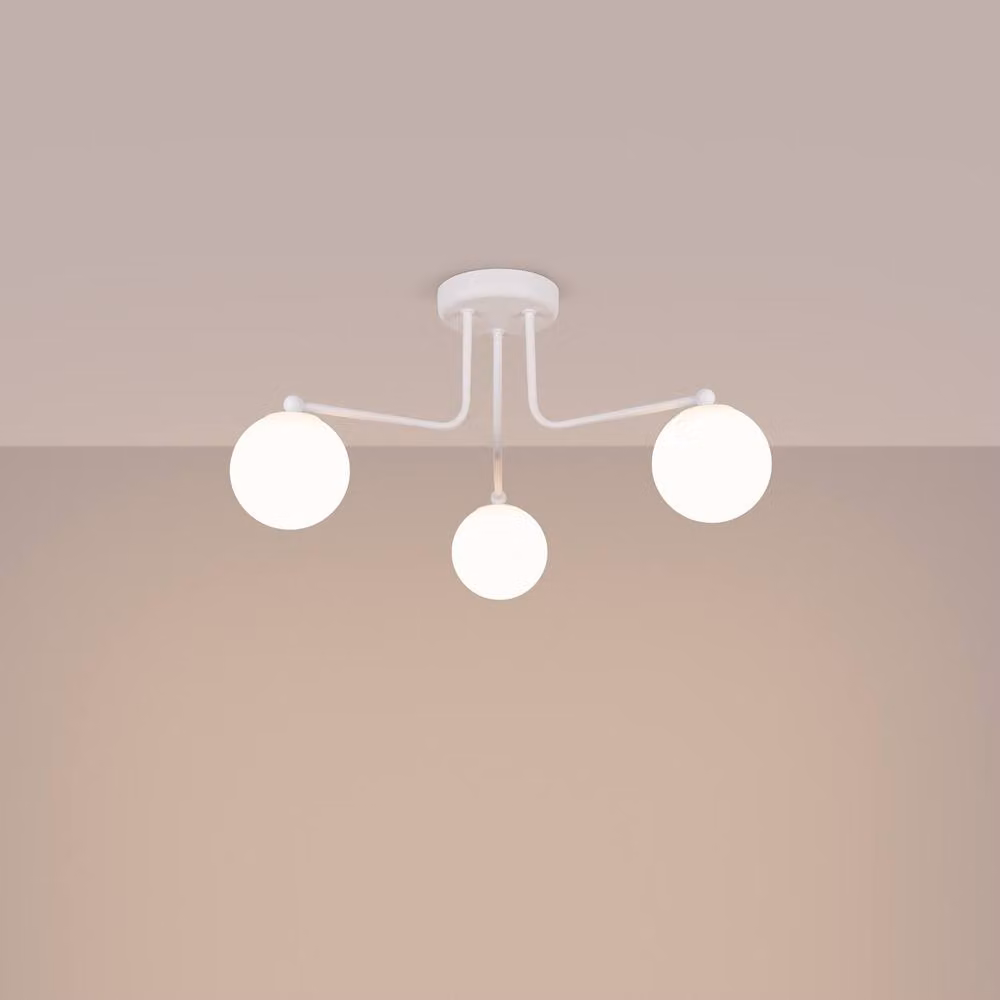 Sollux Lighting Minimalist White Chandelier with 3 Lights, W/D/H: 29 x 62 x 62 cm – 2