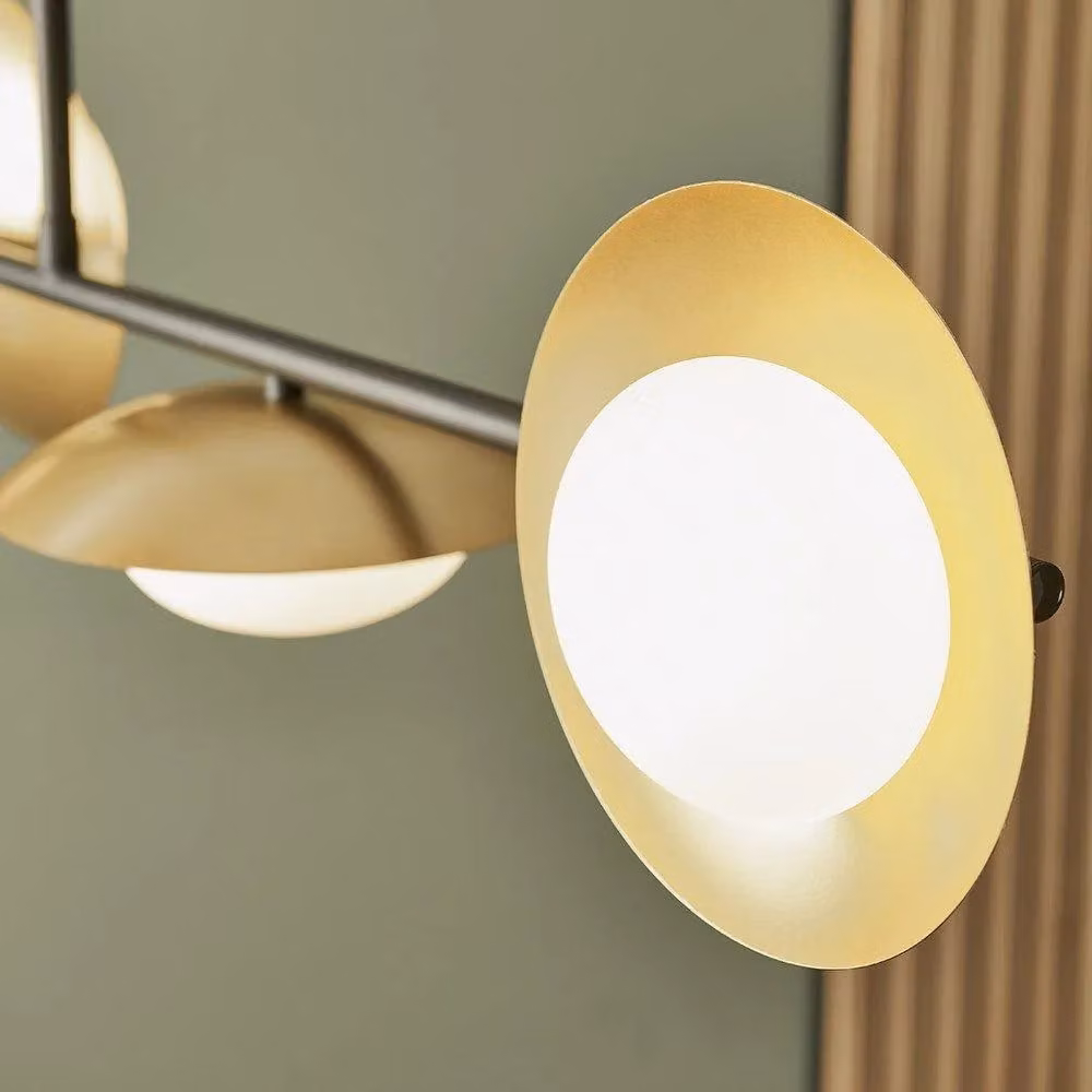 Netlighting TIVOLI Dimmable 4 Light Glass Semi Flush Ceiling Lamp in Gold/Brass and Bronze