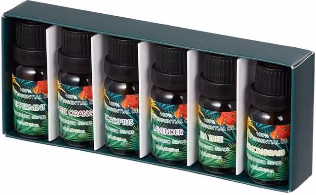 H&O Direct 6 Piece Multicolour Floral Aromatherapy Essential Oil Set with Glass Diffusers – 1
