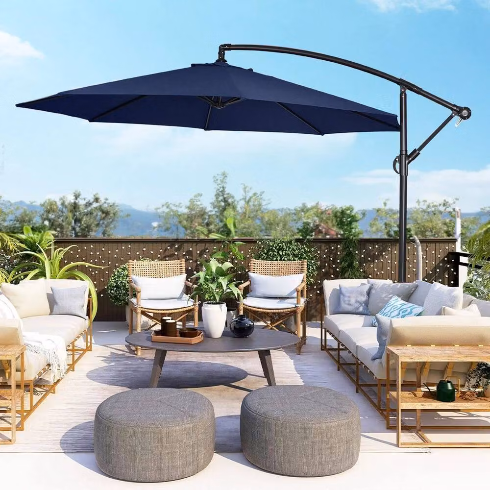 Hinsinc Dark Blue Cantilever Garden Parasol with Polyester Canopy and Steel Frame – 5