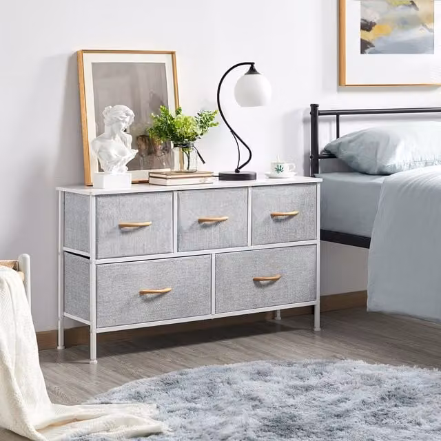 Yaheetech Modern Grey Freestanding Fabric Storage Tower