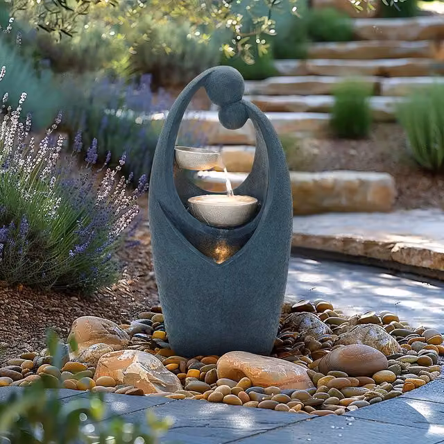 Charles Bentley Tay Cascading Tabletop Water Feature in Dark Blue