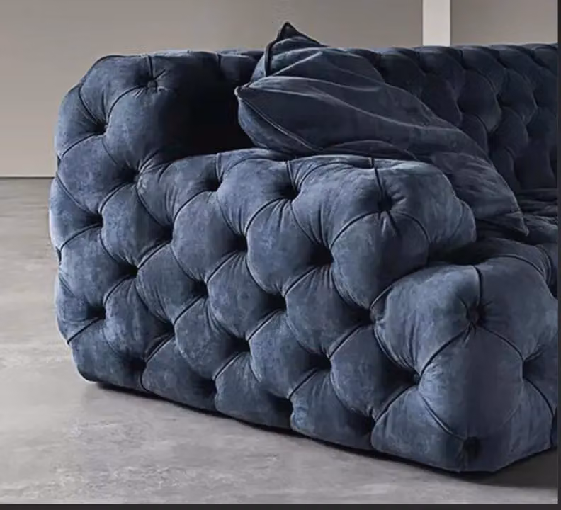 HOB Furniture Extra Depth Chesterfield Sofa in Blue, Width: 220 cm – 2
