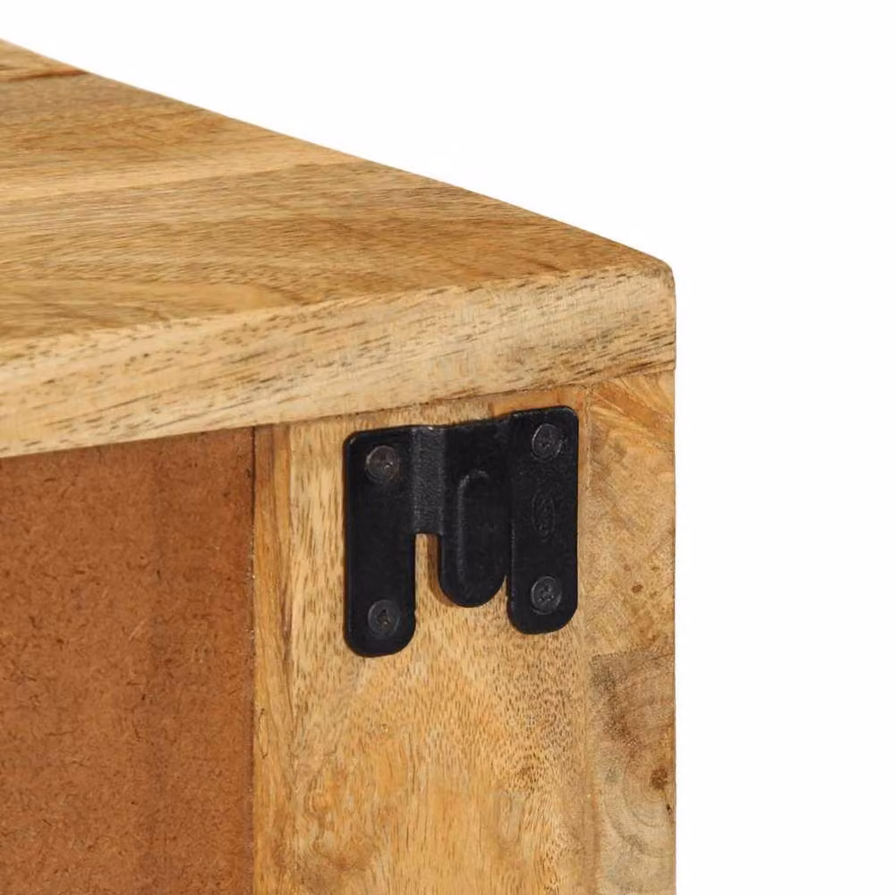 Berkfield Home Wall-mounted Rustic Mango Wood Bedside Cabinet in Brown – 3