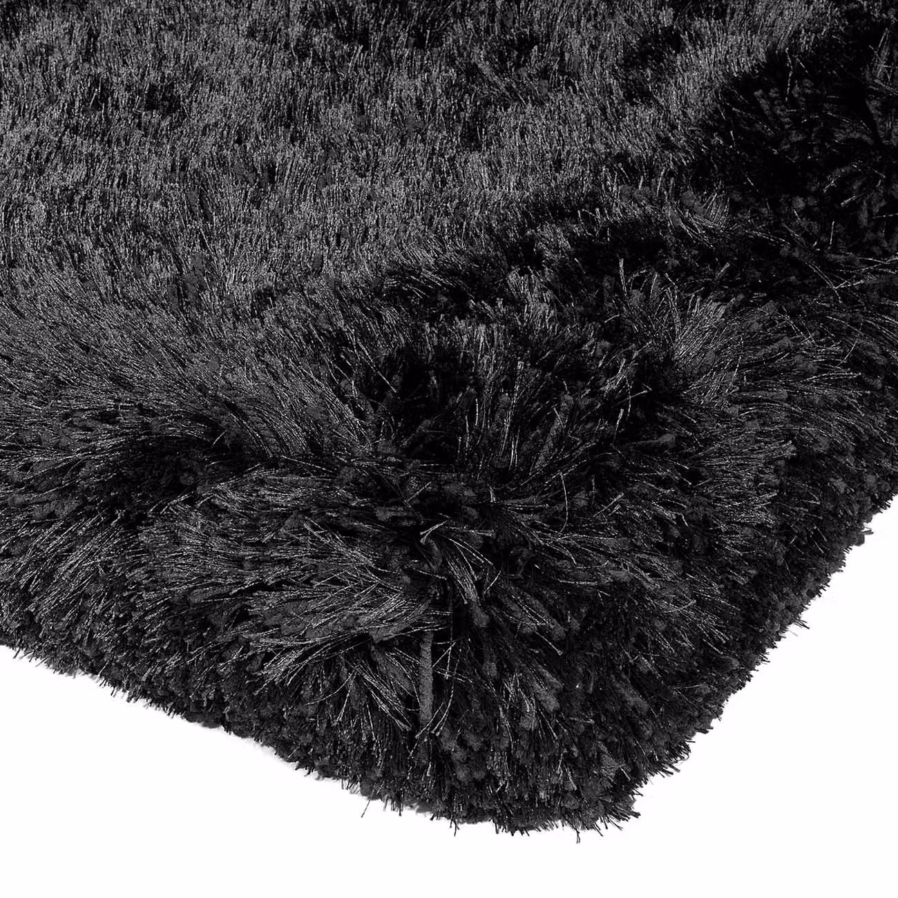The Rug Shop UK Handmade Plain Shaggy Sparkle Luxurious Anti-Shed Area Rug in Black, W: 140 cm, L: 200 cm – 2
