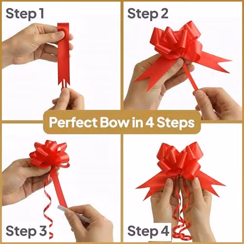 Shatchi Red Pull Bows, 60 Pack, 3 cm Width – 7