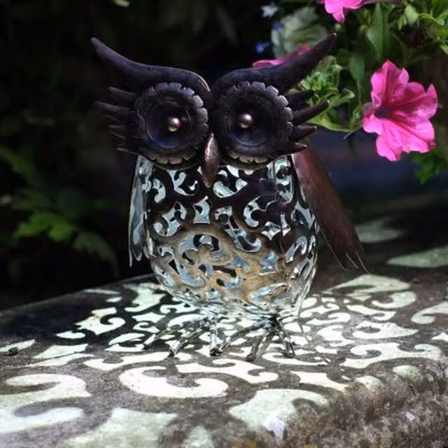 Garden Mile Bronze Owl Solar Light Ornament