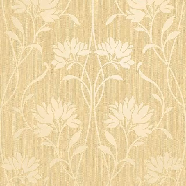 Fine Decor Florence Floral Botanical Wallpaper in Yellow Textured Vinyl