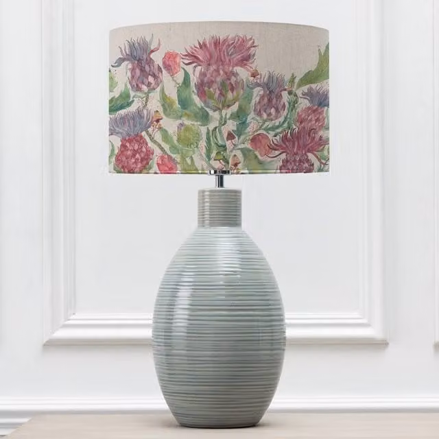 Voyage Maison Epona Blue Ceramic Table Lamp with Fairytale Bristle Eva Fabric Lampshade