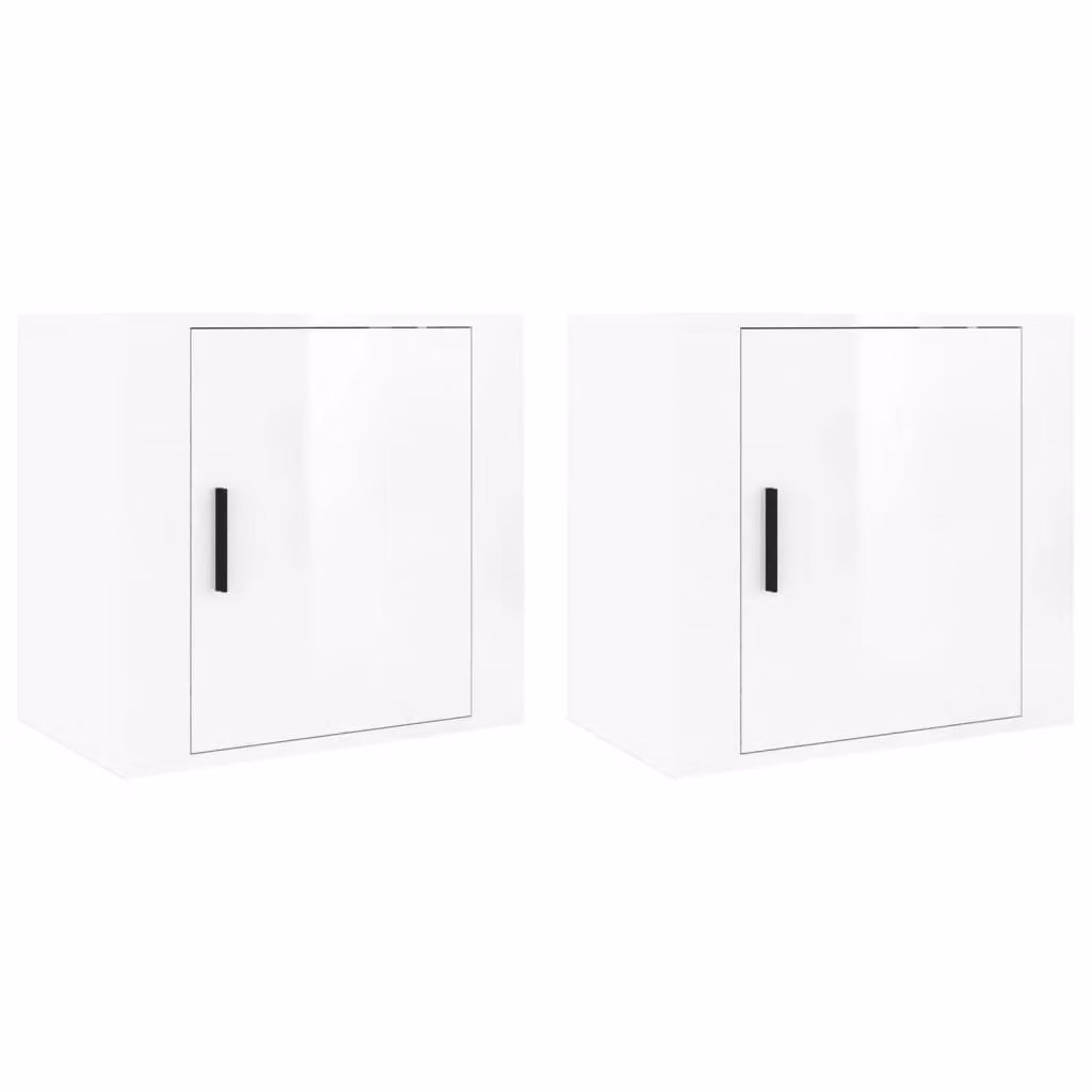 Berkfield Home Set of 2 Wall-mounted Bedside Cabinets in High Gloss White, W: 50 cm, D: 30 cm, H: 47 cm – 2