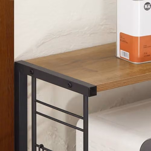 SoBuy Industrial Kitchen Appliance Storage Rack with Adjustable Shelves in Brown and Black – 6