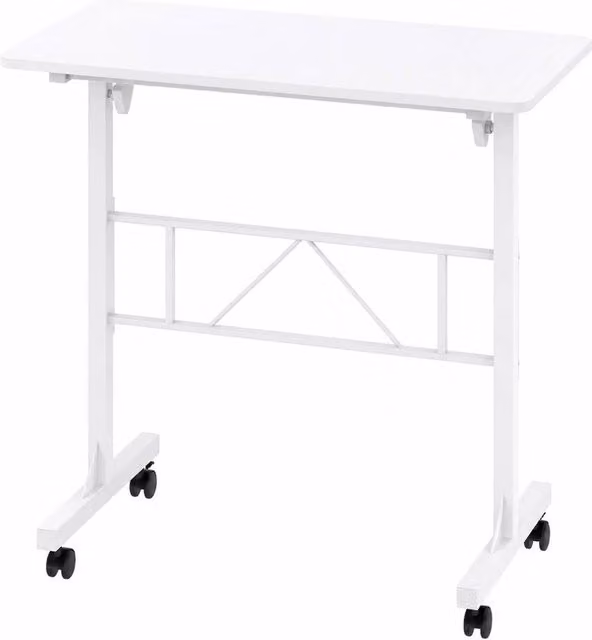 Kelvenix Height Adjustable Standing Desk in White with Castors, W: 120 cm, D: 90 cm, H: 76-110 cm – 1